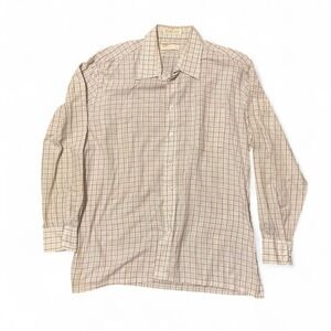 True vintage 70s sears picnic square dress shirt flat collar light XL/23.25